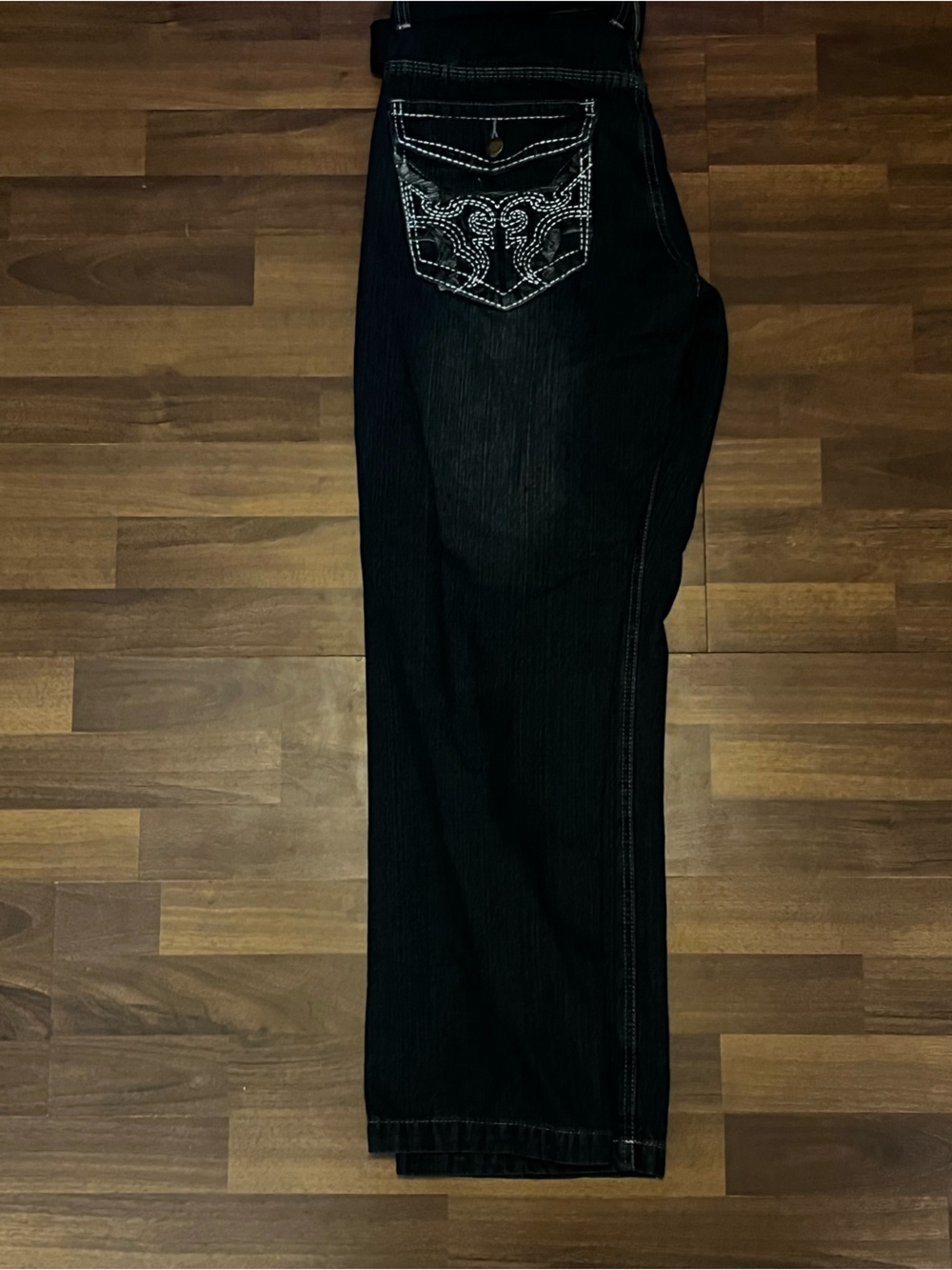 Indigo Black Bootcut Jeans with Embroidered Back Pocket